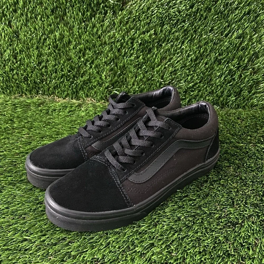Vans Old Skool Sneaker‎ Shoe Triple Black Suede Canvas Youth Size 3 Sk8
